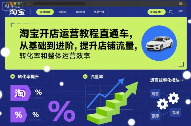 【精】淘宝开店运营教程直通车，从基础到进阶，提升店铺流量，转化率和整体运营效率(更新26年1月)网赚项目-副业赚钱-互联网创业-资源整合知行客