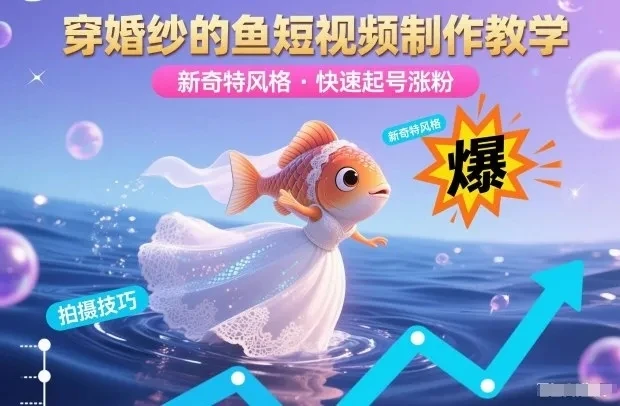 穿婚纱的鱼短视频制作教学，新奇特风格，快速起号涨粉 | 资源下载 - 知行客网赚项目-副业赚钱-互联网创业-资源整合知行客