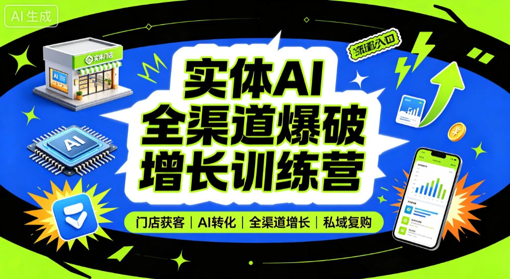 【精】实体AI全渠道爆破增长训练营，门店获客、AI转化、全渠道增长、私域复购-知行客