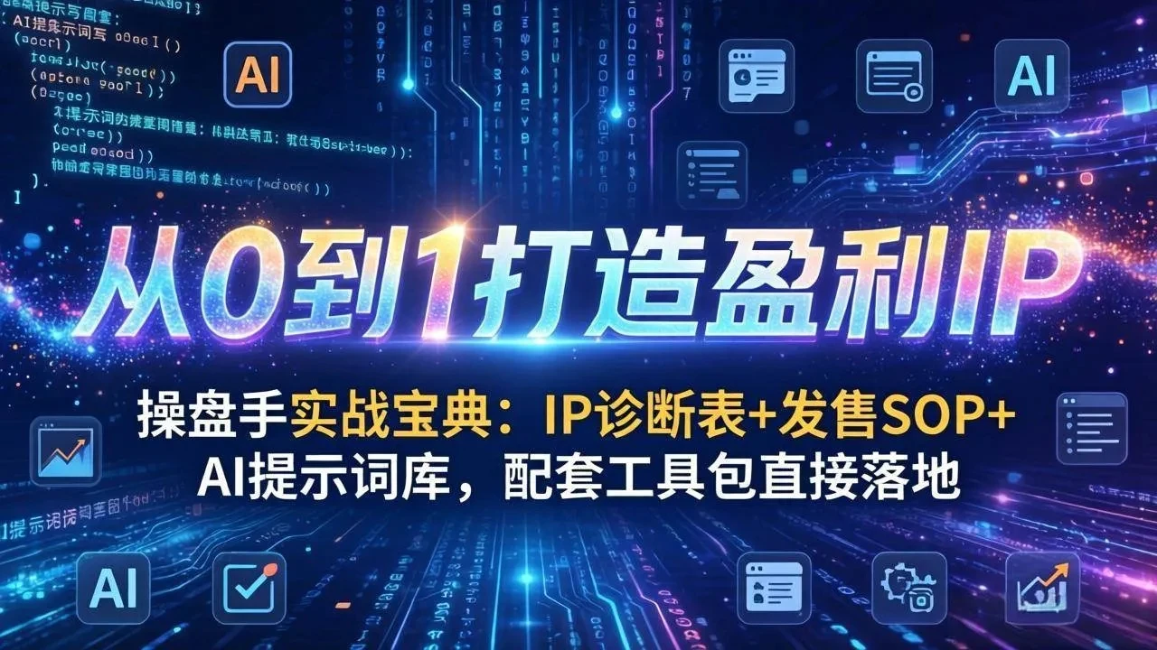 【精】操盘手实战宝典：IP诊断表+发售SOP+AI提示词库，配套工具包直接落地，从0到1打造盈利IP网赚项目-副业赚钱-互联网创业-资源整合知行客