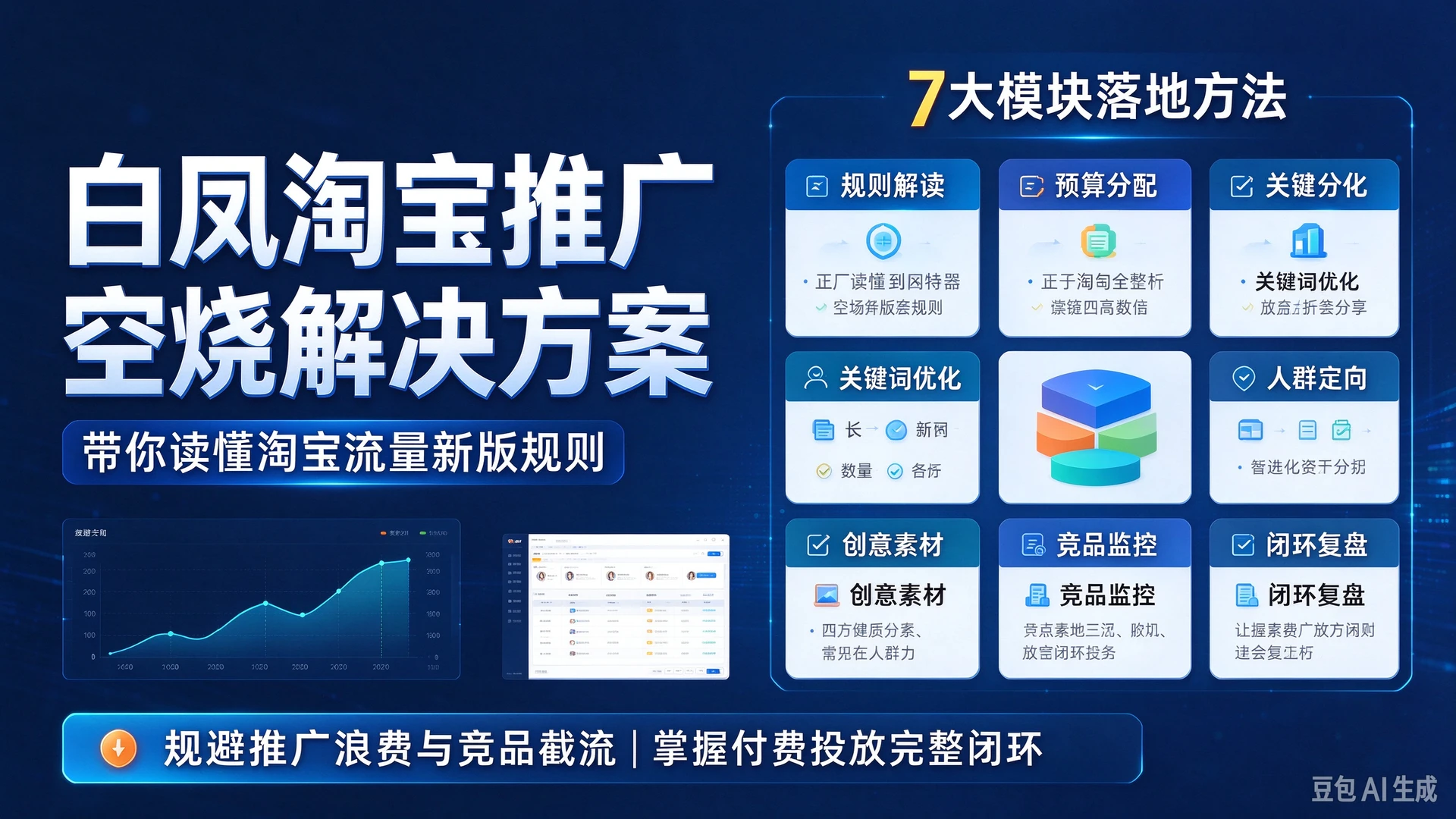 白凤淘宝推广空烧解决方案，带你读懂淘宝流量新版规则，掌握7大模块落地方法，学会规避推广浪费与竞品截流，适合淘宝商家优化付费投放的完整闭环-知行客
