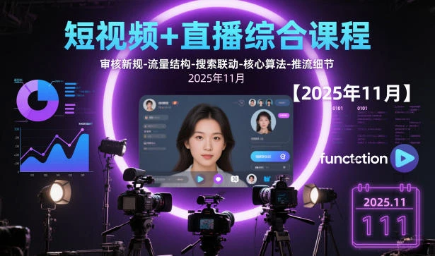 【精】短视频+直播综合课程【2025年11月】,审核新规-流量结构-搜索联动-核心算法-推流细节 【精】短视频+直播综合课程【2025年11月】,审核新规-流量结构-搜索联动-核心算法-推流细节