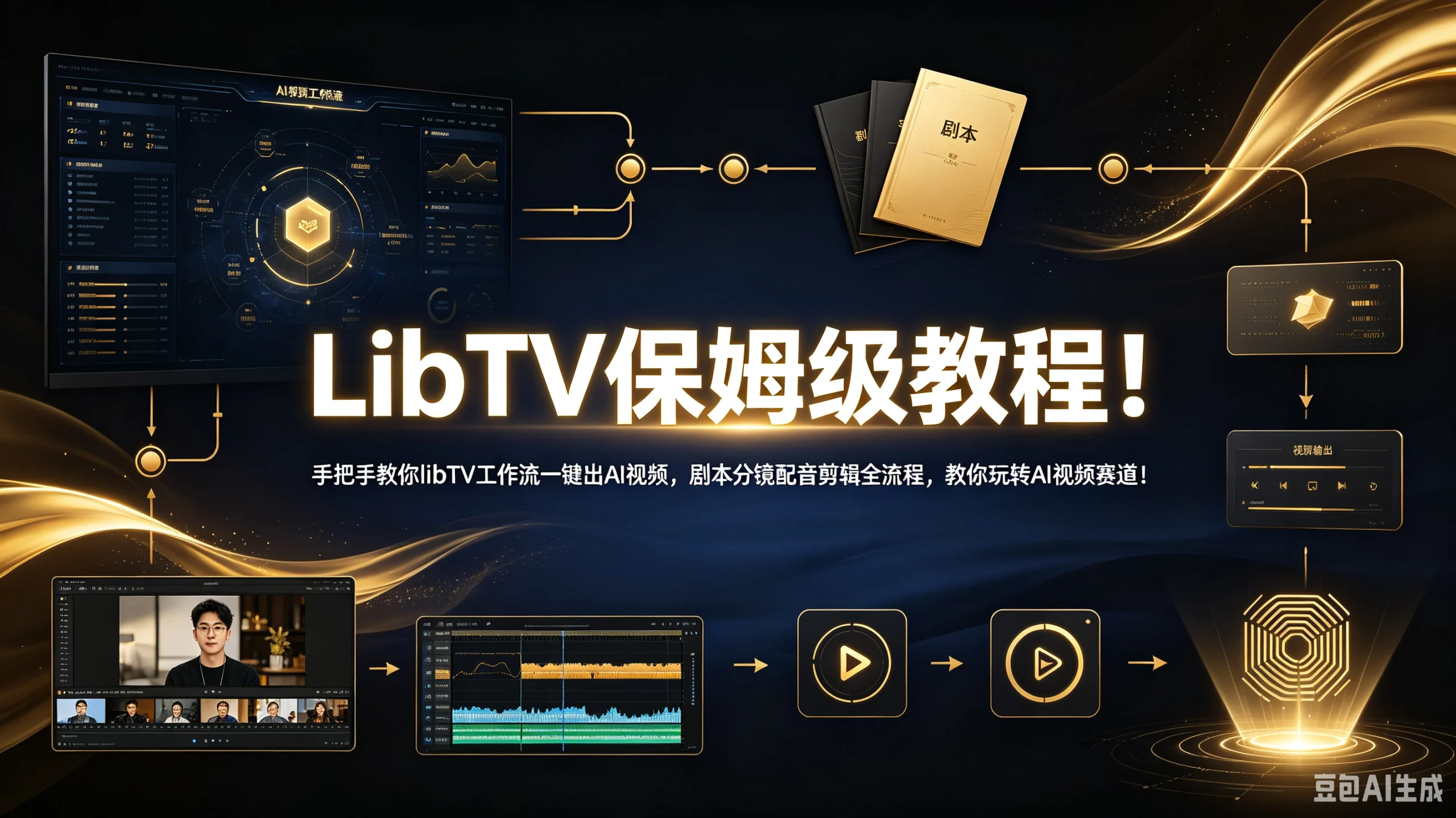 【精】LibTV保姆级教程！手把手教你libTV工作流一键出AI视频，剧本分镜配音剪辑全流程，教你玩转AI视频赛道！-知行客