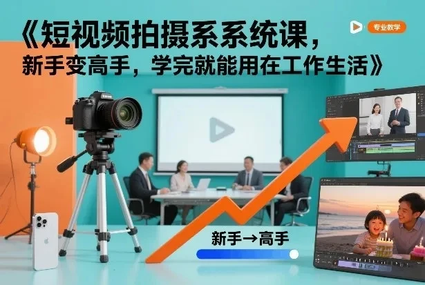 【精】短视频拍摄系统课，新手变高手，学完就能用在工作生活 | 资源下载 - 知行客网赚项目-副业赚钱-互联网创业-资源整合知行客