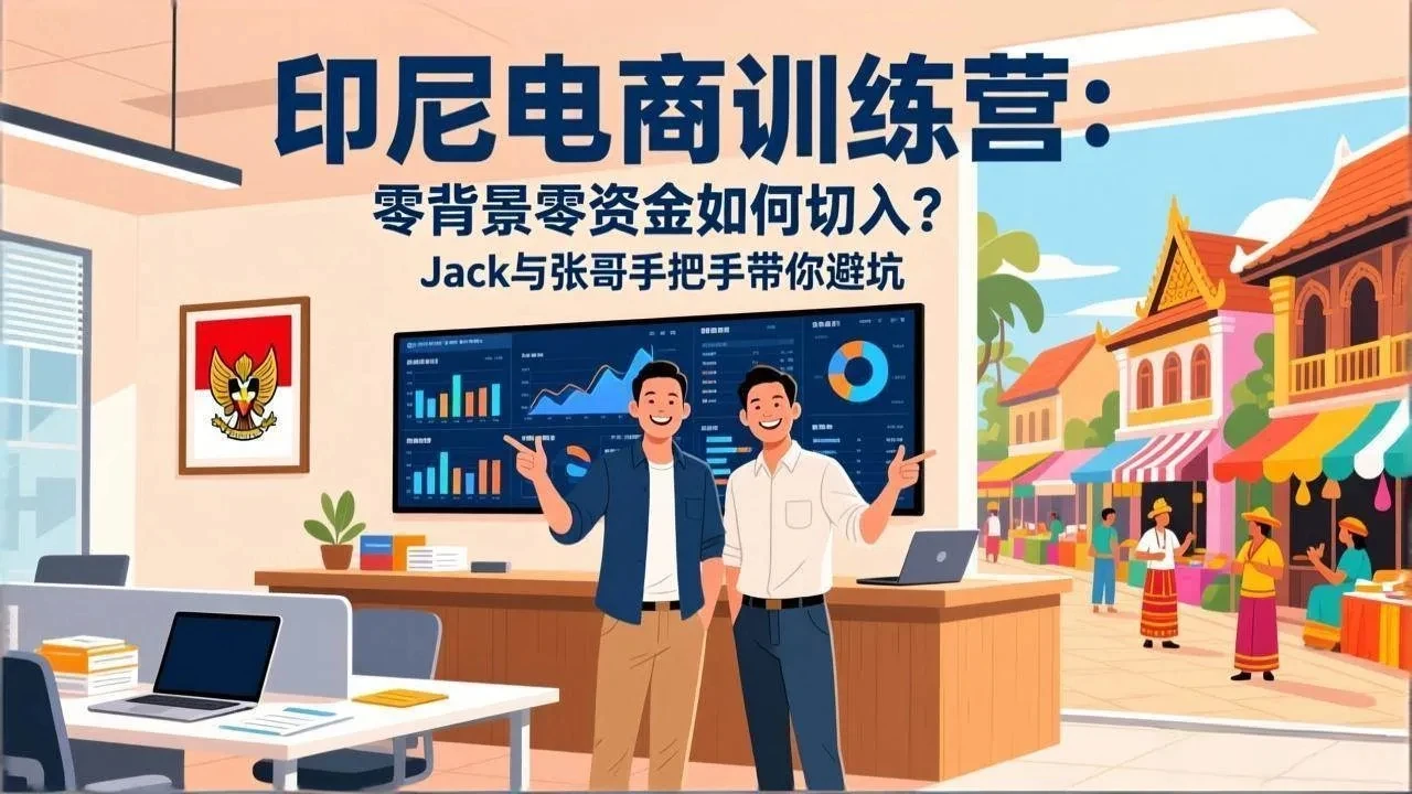 【精】印尼电商训练营：零背景零资金如何切入？Jack与张哥手把手带你避坑网赚项目-副业赚钱-互联网创业-资源整合知行客