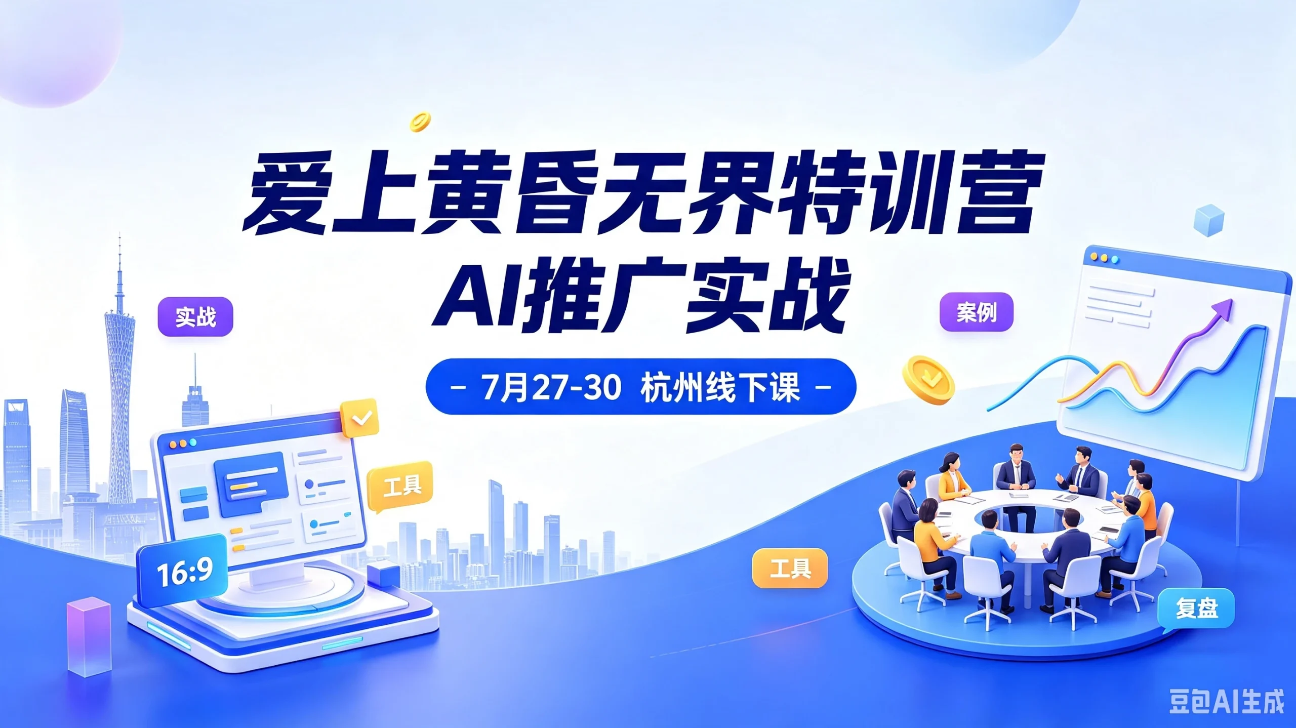 【精】爱上黄昏无界特训营AI推广实战7月27-30杭州线下课，淘宝天猫AI推广、直通车人群、全套PPT SOP思维导图资料包-知行客