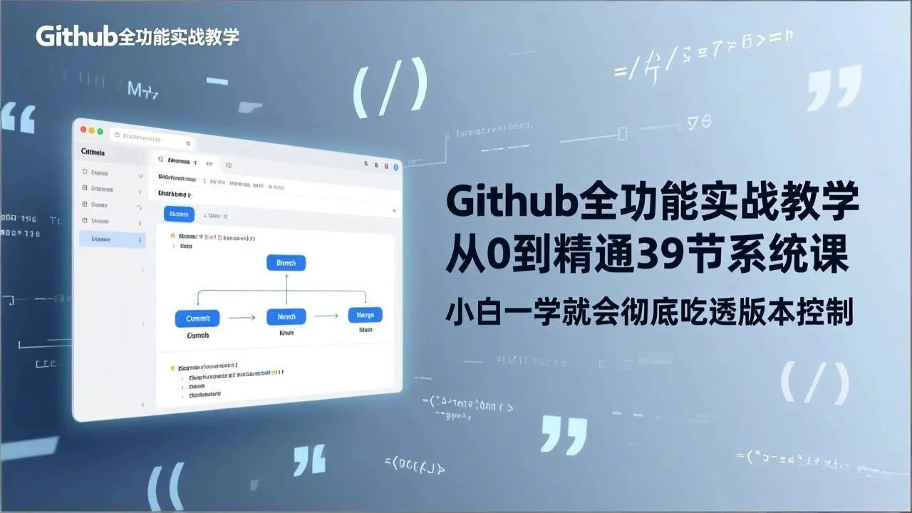 【精】GitHub-全功能实战教学，从0到精通39节系统课，小白一学就会彻底吃透版本控制网赚项目-副业赚钱-互联网创业-资源整合知行客