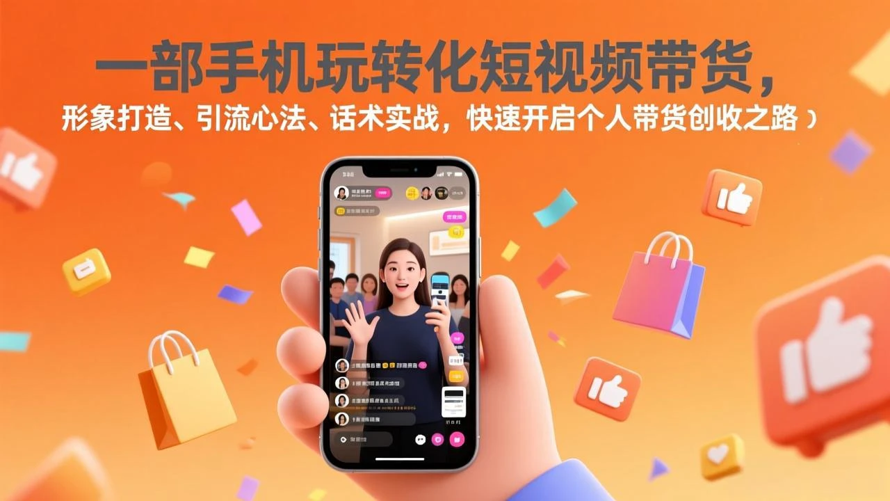 f4d22cb7bf7bd653c29a2d733697e0fe.webp 【精】一部手机玩转化短视频带货,形象打造、引流心法、话术实战,快速开启个人带货创收之路