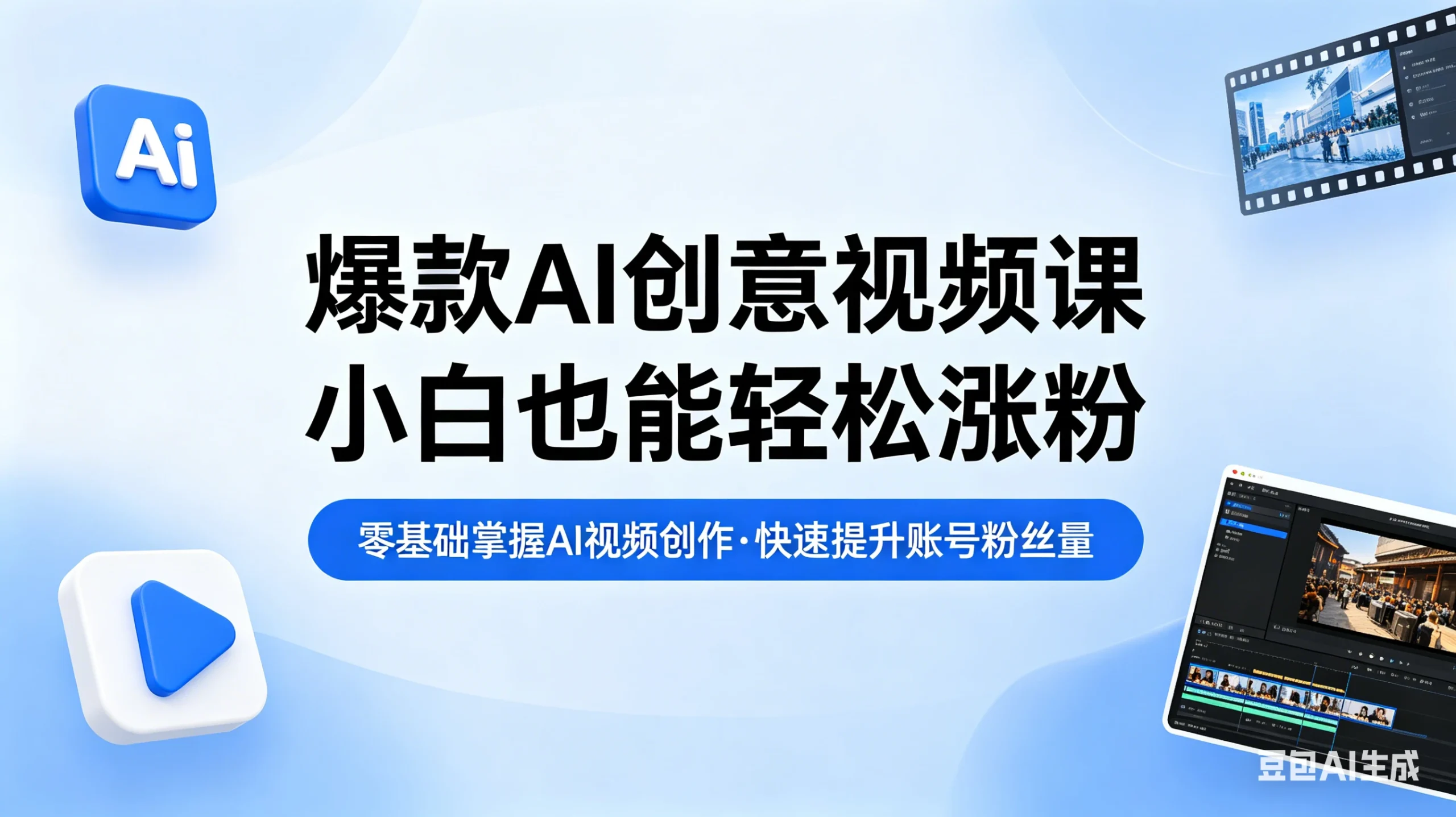 【精】爆款AI创意视频课,零基础掌握AI视频创作,快速提升账号粉丝量 | 资源下载 - 知行客网赚项目-副业赚钱-互联网创业-资源整合知行客