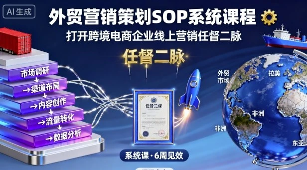 【精】外贸营销策划SOP系统课程，打开跨境电商企业线上营销任督二脉网赚项目-副业赚钱-互联网创业-资源整合知行客