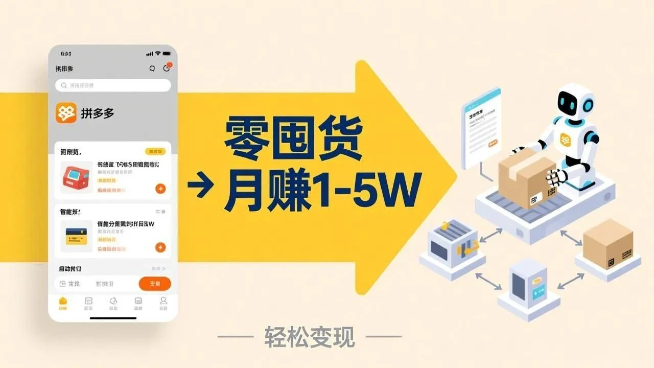 不用囤货不用跑单！拼多多虚拟玩法，机器人管理发货和客服，帮你月赚 1-5W网赚项目-副业赚钱-互联网创业-资源整合知行客