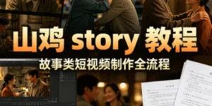 【精】山鸡 story 教程｜故事类短视频制作全流程｜4 节系统课掌握情感故事视频核心技巧-知行客
