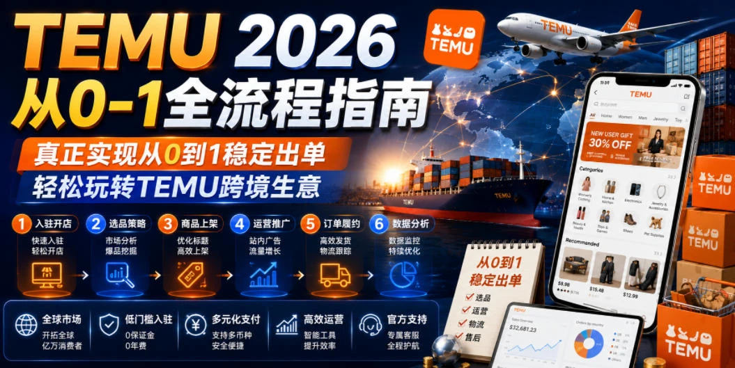 【精】TEMU 2026从0-1全流程指南，真正实现从0到1稳定出单，轻松玩转TEMU跨境生意-知行客